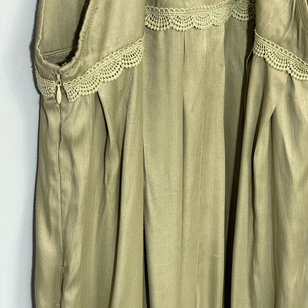 Free People x Brenda Knight Lace Pleated Decorated Wide Leg Overalls Jumpsuit M - Picture 12 of 16